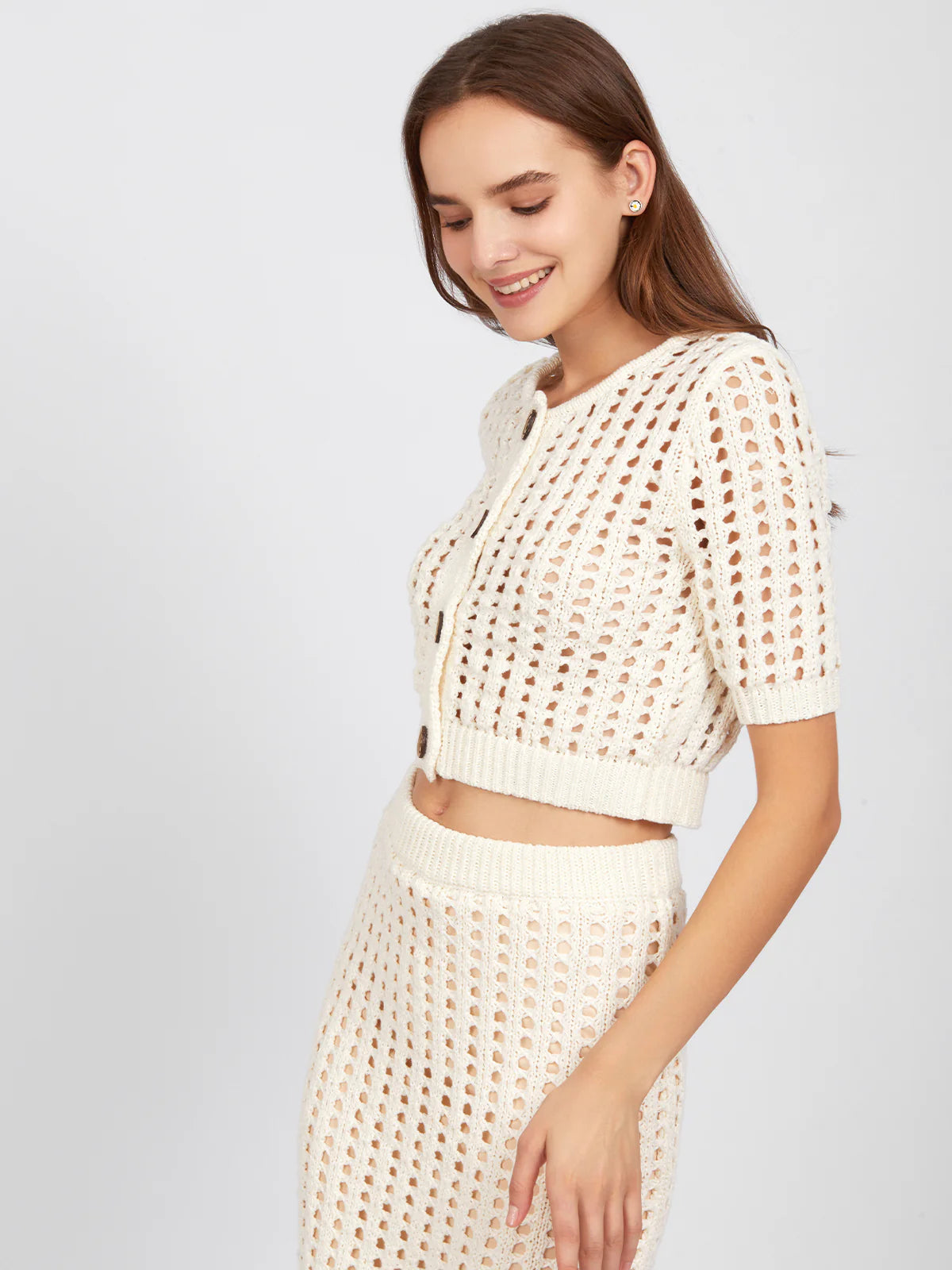 525 America Christina: Open Stitch Midi Skirt