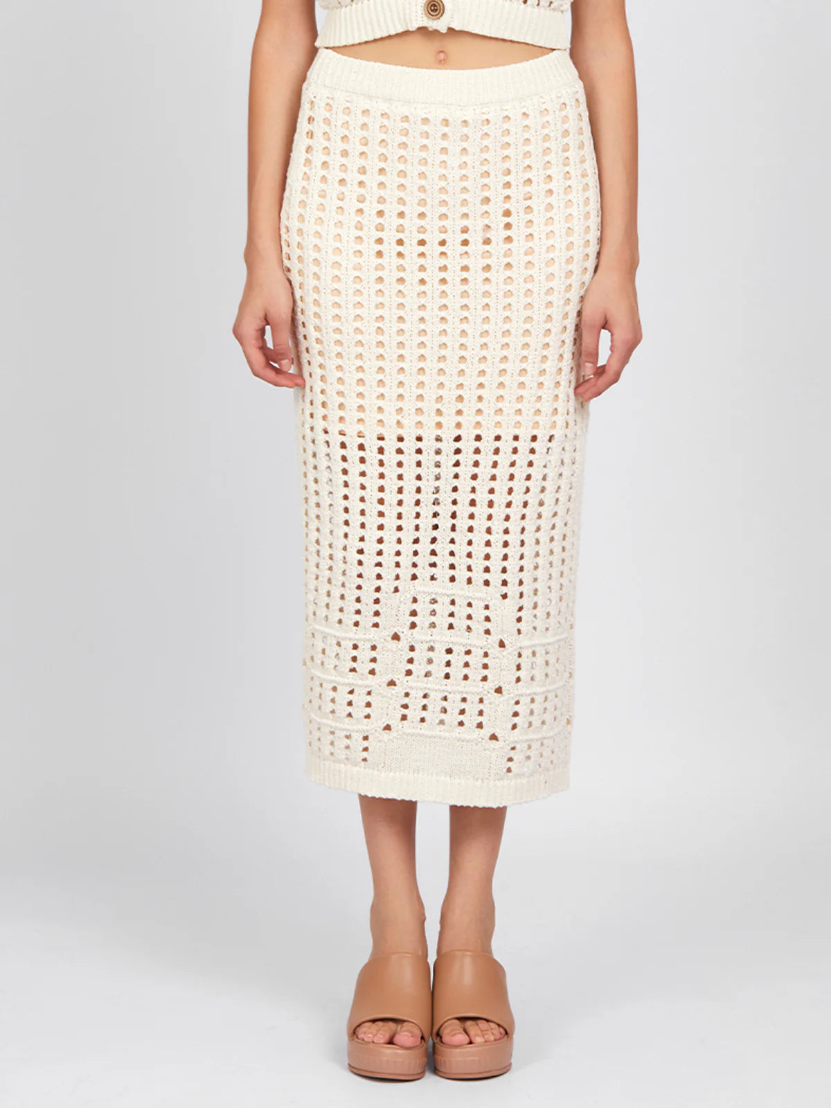 525 America Christina: Open Stitch Midi Skirt