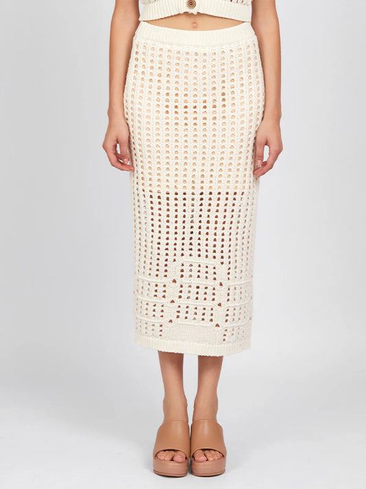 525 America Christina: Open Stitch Midi Skirt
