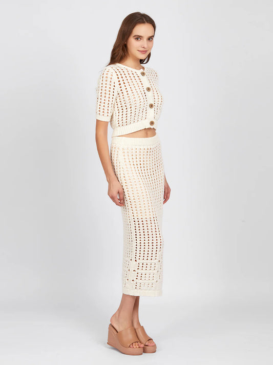 525 America Christina: Open Stitch Midi Skirt
