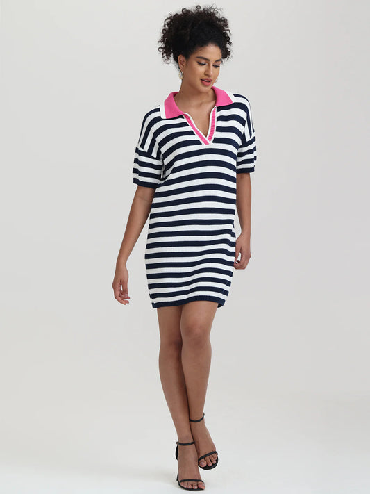 525 America Lottie: Stripe Polo Mini Dress
